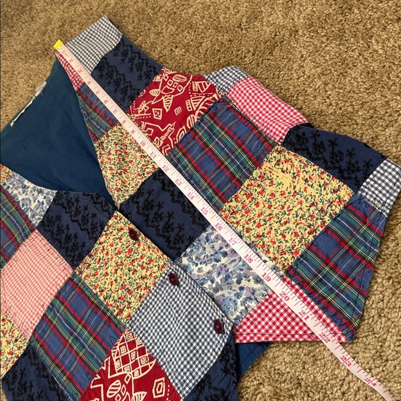 Vintage Handmade Patchwork Western/Boho Red and Blue Ruched Back Vest - Picture 6 of 6